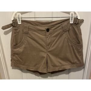 Athleta Organic Cotton Tan Hiking Shorts Womens Khaki Adjustable Waist 10